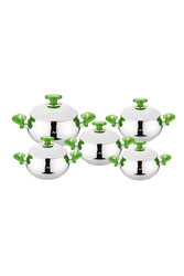 OMS COLLECTION - 1056 10 Parça Paslanmaz Çelik Küre Tencere Seti Fıstık Yeşili Rengi OMS COLLECTION - 1056 10 Parça Paslanmaz Çelik Küre Tencere Seti Fıstık Yeşili Rengi