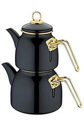 OMS COLLECTION - 10800 Harem 3 Parça Paslanmaz Çelik Emaye Çaydanlık Siyah OMS COLLECTION - 10800 Harem 3 Parça Paslanmaz Çelik Emaye Çaydanlık Siyah