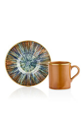 OMS COLLECTION - 11125 - Ahenk - 12 Parça - Porselen Altın File - Fincan Takımı - Turuncu OMS COLLECTION - 11125 - Ahenk - 12 Parça - Porselen Altın File - Fincan Takımı - Turuncu