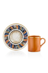 OMS COLLECTION - 11131 - Ahenk - 4 Parça - Porselen Altın File - Fincan Takımı - Turuncu OMS COLLECTION - 11131 - Ahenk - 4 Parça - Porselen Altın File - Fincan Takımı - Turuncu