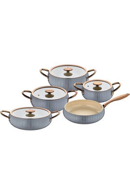 12002 - ALLURE - Pure CERAMIC - 9 Parça - Biogranit, Seramik, Set, Antrasit Gövde, Bakır Detay