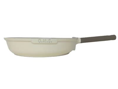 15016 - 3 Parça, İndüksiyonlu Ocak Uyumlu, Döküm, Seramik, ( 20 - 24 - 28 Cm ) Tava Seti Krem Rengi