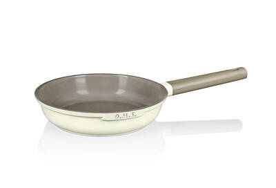 15016 - 3 Parça, İndüksiyonlu Ocak Uyumlu, Döküm, Seramik, ( 20 - 24 - 28 Cm ) Tava Seti Krem Rengi