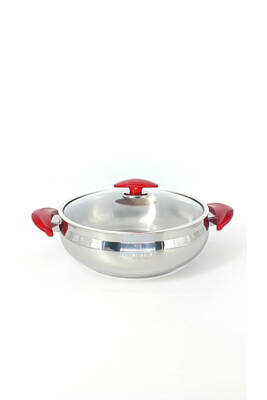 2032L - 2 Parça - Paslanmaz Çelik, İndüksiyonlu, 30x10 Cm - 7,10 Litre, Basık Tencere, Gümüş Renk