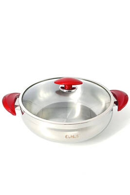 2032L - 2 Parça - Paslanmaz Çelik, İndüksiyonlu, 30x10 Cm - 7,10 Litre, Basık Tencere, Gümüş Renk