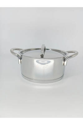 2036 - 2 Parça - Paslanmaz Çelik, İndüksiyonlu, 20x10 Cm - 2,9 Litre Derin Tencere, Gümüş Renk