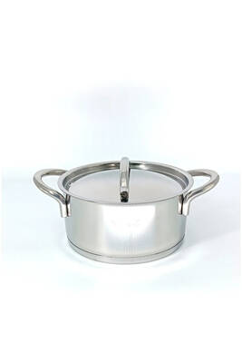 2036 - 2 Parça - Paslanmaz Çelik, İndüksiyonlu, 20x10 Cm - 2,9 Litre Derin Tencere, Gümüş Renk