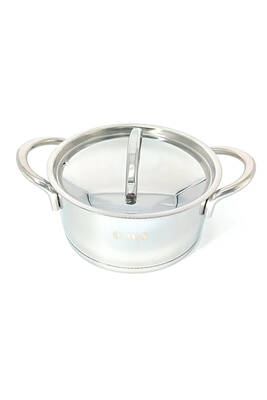 2036 - 2 Parça - Paslanmaz Çelik, İndüksiyonlu, 20x10 Cm - 2,9 Litre Derin Tencere, Gümüş Renk