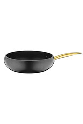 3040 - 9 Parça, Bio Granit, Yapışmaz, Şık, Gösterişli Küre Tencere Set Siyah Simli Gövde ,gold Detay - Thumbnail