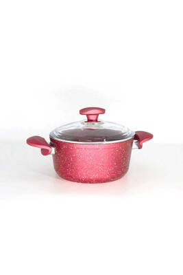 3110 - 2 Parça - Bio Granit - 18x10 Cm 2,0 Litre - Ptfe Ve Pfoa Içermeyen Derin Tencere Kırmızı Renk