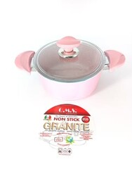 3110 - 2 Parça - Bio Granit - 28x13 Cm 6,95 Litre - Ptfe Ve Pfoa Içermeyen Derin Tencere Pembe Renk - Thumbnail