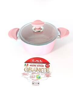 3110 - 2 Parça - Bio Granit - 28x13 Cm 6,95 Litre - Ptfe Ve Pfoa Içermeyen Derin Tencere Pembe Renk