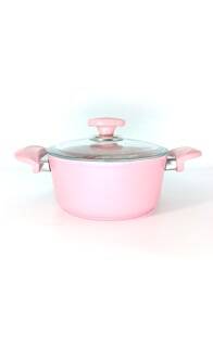 3110 - 2 Parça - Bio Granit - 28x13 Cm 6,95 Litre - Ptfe Ve Pfoa Içermeyen Derin Tencere Pembe Renk