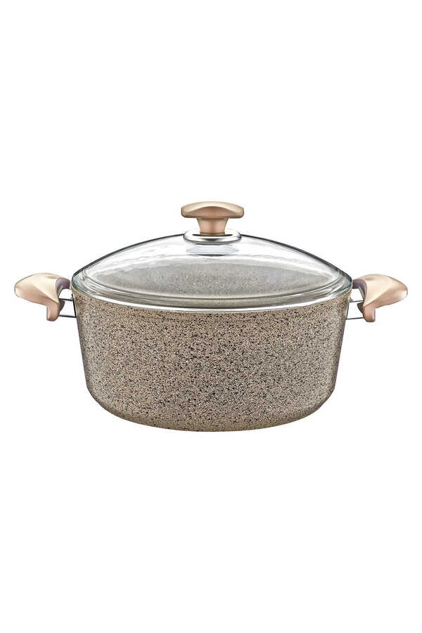 3110 2 Parça Bio Granit Derin Tencere 20x10 Cm 2,60 Litre Sütlü Kahve Rengi