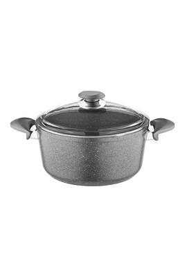 3110 - 2 Parça - Biogranit - 28x13 Cm 6,95 Litre - Derin Tencere, Gri Gövde, Gri Detay