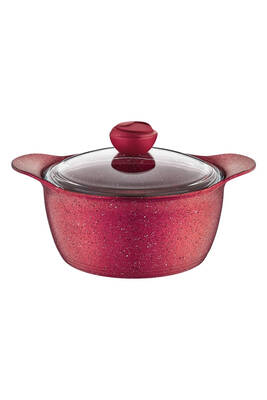 3120 - 2 Parça - Bio Granit Döküm, 28x14 Cm - 7,5 Lt. Derin Tencere Kırmızı Gövde, Kırmızı Detay