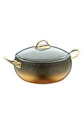 3141 - 2 Parça, Biogranit, Isıya Dayanıklı Kapaklı, 20x9 Cm - 2,5 Litre - Gold Gövde, Gold Detay - Thumbnail