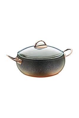 3141 - 2 Parça, Biogranit, Isıya Dayanıklı Kapaklı, 24x10,5 Cm - 4,5 Litre- Bakır Gövde, Bakır Detay