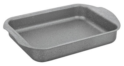 3213 - Tek Parça Biogranit, Yanmaz, Yapışmaz 35x27x7 Cm Dikdörtgen Fırın Tepsisi - Gri Renk