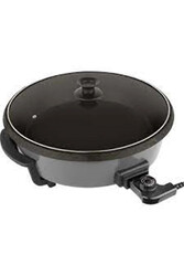 OMS COLLECTION - 3218 - Bio Granit, Çok Amaçlı, Elektrikli Pizza Makinesi Gri Gövde, Siyah Detay