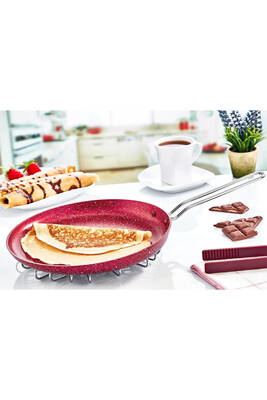 3234 Tek Parça Bio Granit 26 Cm Krep Tavası Kırmızı