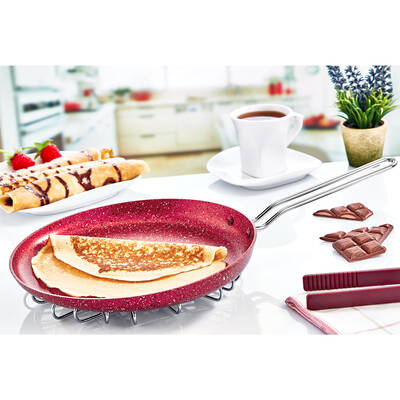 3234 Tek Parça Bio Granit 32 Cm Krep Tavası Kırmızı