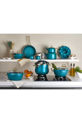 OMS COLLECTION - 3519 - 16 Parça - Bio Granit -Tencere, Tava, Düdüklü Tam Çeyiz Seti, Mentol Y. Gövde - Gold Detay OMS COLLECTION - 3519 - 16 Parça - Bio Granit -Tencere, Tava, Düdüklü Tam Çeyiz Seti, Mentol Y. Gövde - Gold Detay