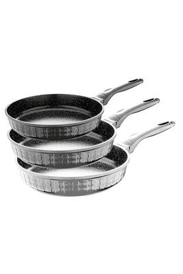 3727 3 Parça Bio Granit Döküm Tava Seti 20-24-28 Cm Gri