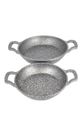 3728 - 2 Parça - Döküm, Bio Granit, ( 16 ve 20 Cm ) Sahan Seti, Gri Renk - Thumbnail