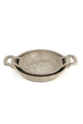 3729 - 2 Parça - Döküm, Bio Granit, ( 18 Ve 22 Cm ) Sahan Seti, Kum Beji Rengi - Thumbnail
