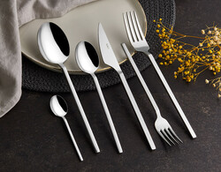 OMS COLLECTION - 4151 - PROLINE - 72 Parça, 1. Sınıf Paslanmaz Çelik, Modern Hatlı, Çatal, Kaşık, Bıçak Takımı Gümüş Renk
