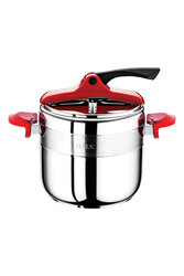 OMS COLLECTION - 5080 2 Parça Paslanmaz Çelik 7 Litre Neo Silindir Manuel Kapaklı Düdüklü Tencere Kırmızı OMS COLLECTION - 5080 2 Parça Paslanmaz Çelik 7 Litre Neo Silindir Manuel Kapaklı Düdüklü Tencere Kırmızı