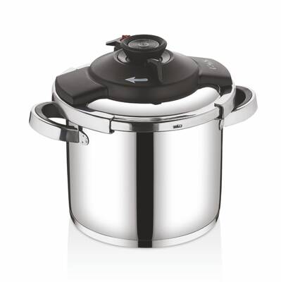 5108 - 2 Parça - İndüksiyonlu Ocak Uyumlu, 22 Cm - 7,0 Litre Otomatik ve Karizmatik, Düdüklü Tencere, Gümüş Gövde, Siyah Detay