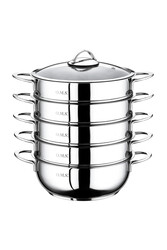 OMS COLLECTION - 6090-c - 6 Parça Paslanmaz Çelik, Cam Kapak 28x10cm-5,80 Litre Buharlı Pişirici, Özbek Mantı Tencere OMS COLLECTION - 6090-c - 6 Parça Paslanmaz Çelik, Cam Kapak 28x10cm-5,80 Litre Buharlı Pişirici, Özbek Mantı Tencere