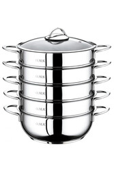 OMS COLLECTION - 6090-c - 6 Parça Paslanmaz Çelik, Cam Kapaklı 30x10 Cm - 6,4 Litre Buharlı Pişirici, Mantı Tenceresi OMS COLLECTION - 6090-c - 6 Parça Paslanmaz Çelik, Cam Kapaklı 30x10 Cm - 6,4 Litre Buharlı Pişirici, Mantı Tenceresi