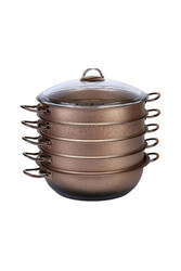 OMS COLLECTION - 6091c 6 Parça Bio Granit 32 Cm Mantı Tencere Seti Cappuccino OMS COLLECTION - 6091c 6 Parça Bio Granit 32 Cm Mantı Tencere Seti Cappuccino