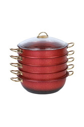 OMS COLLECTION - 6091c 6 Parça Bio Granit 32 Cm Mantı Tencere Seti Kırmızı OMS COLLECTION - 6091c 6 Parça Bio Granit 32 Cm Mantı Tencere Seti Kırmızı
