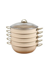 OMS COLLECTION - 6091c 6 Parça Bio Granit 32 Cm Mantı Tencere Seti Krem Rengi OMS COLLECTION - 6091c 6 Parça Bio Granit 32 Cm Mantı Tencere Seti Krem Rengi