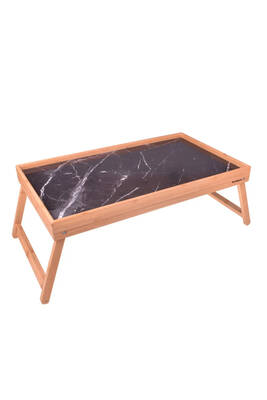 Oms Collection 9136 Shine Orjinal Bambu Keyif Sunum Tepsisi 35 x 56 x 4,8 Cm Siyah Mermer Desen