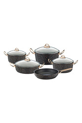 OMS COLLECTION - AVANGARDE - 3037 - 9 Parça - Bio Granit -Tencere, Tava, Çeyiz Seti, Siyah Bakır Çizgi - Bakır Detay OMS COLLECTION - AVANGARDE - 3037 - 9 Parça - Bio Granit -Tencere, Tava, Çeyiz Seti, Siyah Bakır Çizgi - Bakır Detay