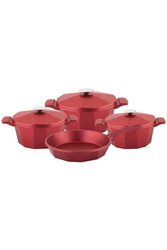 OMS COLLECTION - DODECA 3526 Bio Granit Döküm 7 Parça Tencere Tava Çeyiz Seti Kırmızı OMS COLLECTION - DODECA 3526 Bio Granit Döküm 7 Parça Tencere Tava Çeyiz Seti Kırmızı