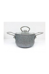 OMS COLLECTION - Granit 12x8 Cm Mini Tencere Cam Kapaklı 3111gri OMS COLLECTION - Granit 12x8 Cm Mini Tencere Cam Kapaklı 3111gri
