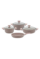 OMS COLLECTION - MYFAIR CLUB - 3005 - 7 Parça - Bio Granit -Tencere, Tava, Çeyiz Seti, S.Kahve Gövde - S.Kahve Detay