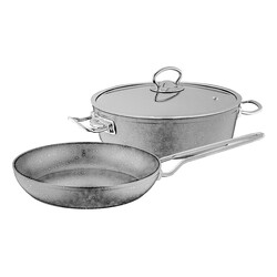 OMS COLLECTION - Oms 3257 Döküm Granit 3 Parça Tava Tencere Seti Gri OMS COLLECTION - Oms 3257 Döküm Granit 3 Parça Tava Tencere Seti Gri