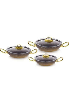 Oms 6 Parça Granit Sahan Set (18-20-22) Gold 3032