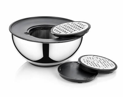 Oms Collection 1. Sınıf Paslanmaz Çelik 24 Cm Karıştırma Rende Saklama Kabı Seti ( 1125 - Gümüş )
