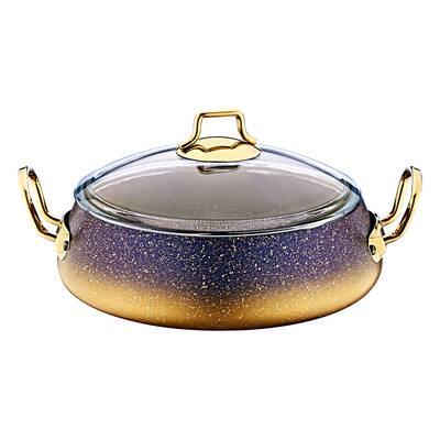 Oms Collection 3042 9 Parça Biogranit Keops Tencere Seti Siyah Gold Renk