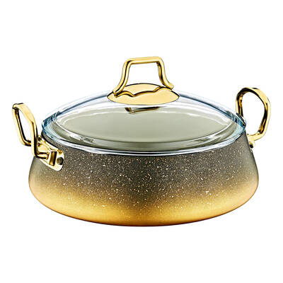 Oms Collection 3042 9 Parça Biogranit Keops Tencere Seti Siyah Gold Renk