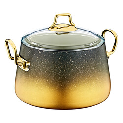 Oms Collection 3042 9 Parça Biogranit Keops Tencere Seti Siyah Gold Renk - Thumbnail