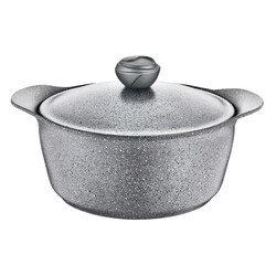 OMS COLLECTION - Oms Collection 3120 2 Parça - 22X12 Cm - 3,7 Litre Hacminde Bio Granit Tencere Gri Renk OMS COLLECTION - Oms Collection 3120 2 Parça - 22X12 Cm - 3,7 Litre Hacminde Bio Granit Tencere Gri Renk